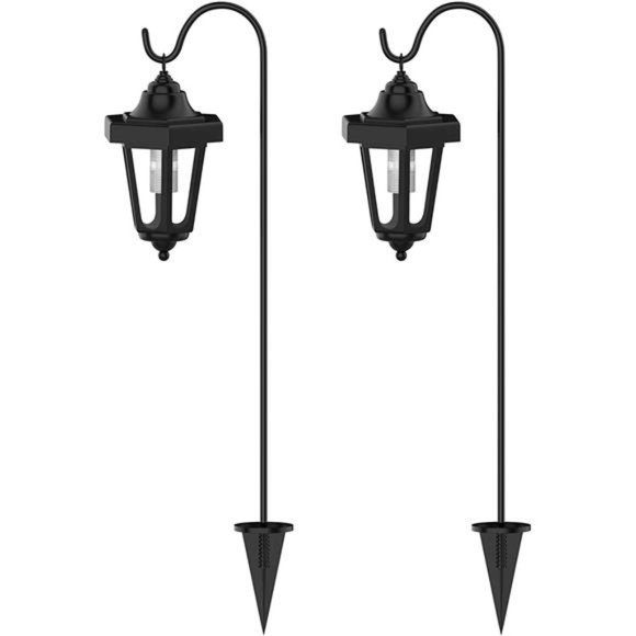 MAGGIFT 34 Inch Hanging Solar Lights, Decorative Garden  Solar Powered Set of 2,  Hanging Coach Lanterns